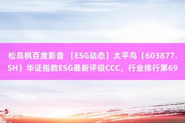 松岛枫百度影音 【ESG动态】太平鸟（603877.SH）华证指数ESG最新评级CCC，行业排行第69