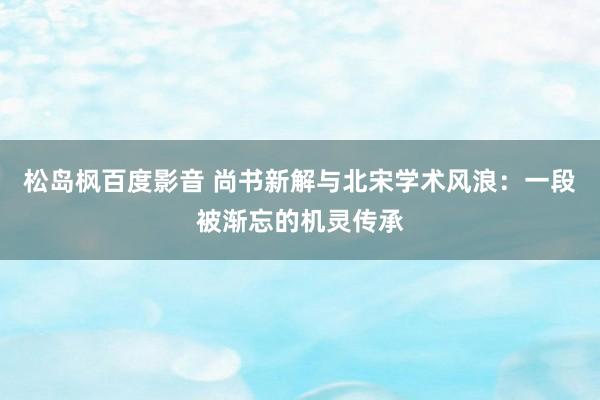 松岛枫百度影音 尚书新解与北宋学术风浪：一段被渐忘的机灵传承