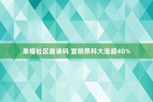 草榴社区邀请码 宜明昂科大涨超40%