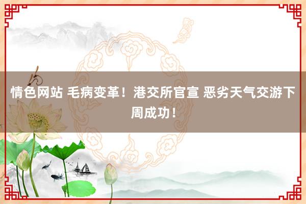 情色网站 毛病变革！港交所官宣 恶劣天气交游下周成功！