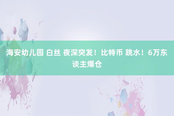 海安幼儿园 白丝 夜深突发！比特币 跳水！6万东谈主爆仓