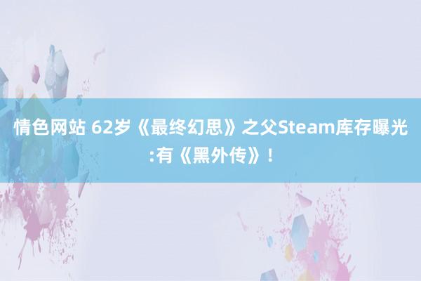 情色网站 62岁《最终幻思》之父Steam库存曝光:有《黑外传》！