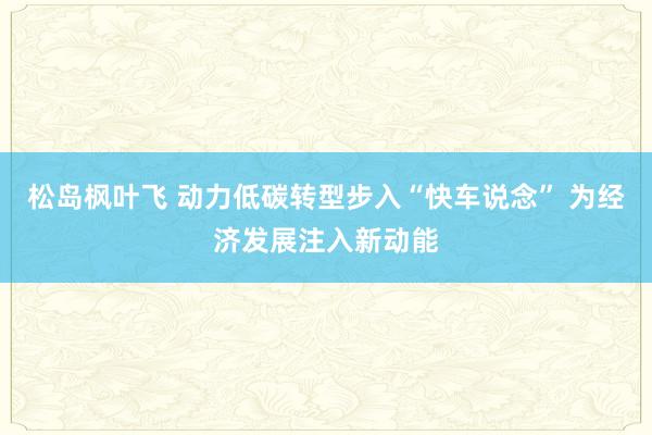 松岛枫叶飞 动力低碳转型步入“快车说念” 为经济发展注入新动能