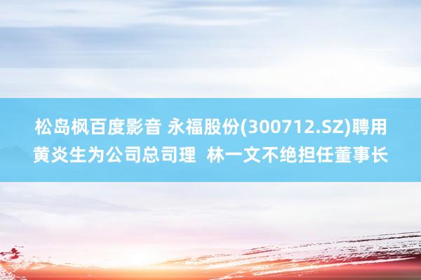 松岛枫百度影音 永福股份(300712.SZ)聘用黄炎生为公司总司理  林一文不绝担任董事长