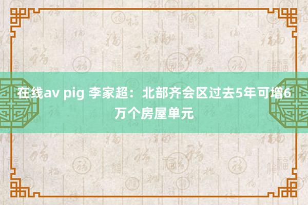 在线av pig 李家超：北部齐会区过去5年可增6万个房屋单元