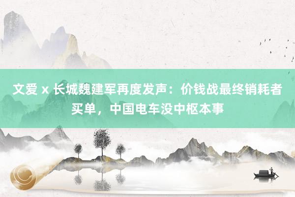 文爱 x 长城魏建军再度发声：价钱战最终销耗者买单，中国电车没中枢本事