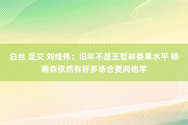 白丝 足交 刘维伟：旧年不是王哲林委果水平 杨瀚森依然有好多场合要向他学