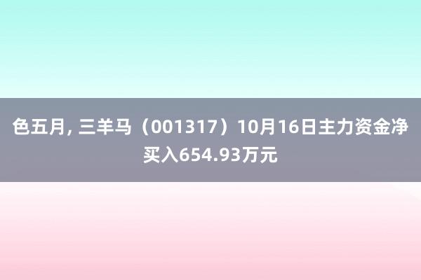 色五月， 三羊马（001317）10月16日主力资金净买入654.93万元