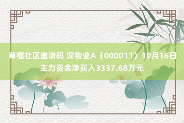 草榴社区邀请码 深物业A（000011）10月16日主力资金净买入3337.68万元