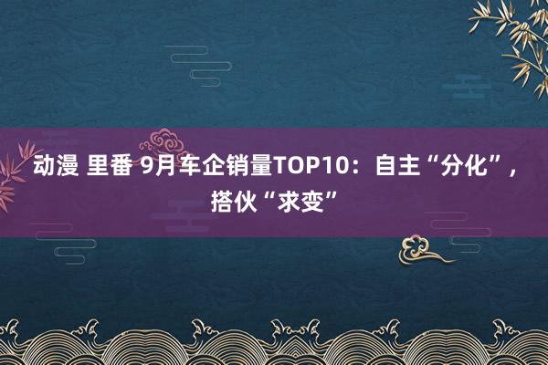 动漫 里番 9月车企销量TOP10：自主“分化”，搭伙“求变”