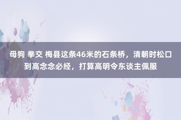 母狗 拳交 梅县这条46米的石条桥，清朝时松口到高念念必经，打算高明令东谈主佩服