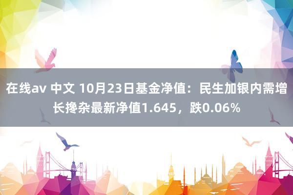 在线av 中文 10月23日基金净值：民生加银内需增长搀杂最新净值1.645，跌0.06%