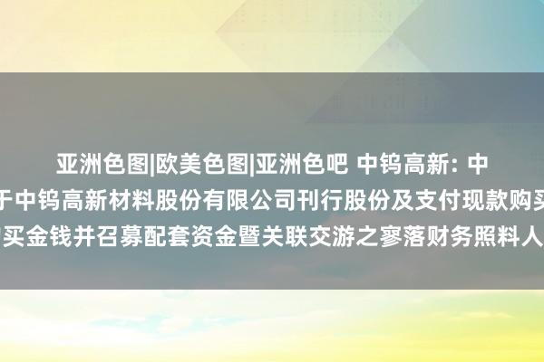 亚洲色图|欧美色图|亚洲色吧 中钨高新: 中信证券股份有限公司对于中钨高新材料股份有限公司刊行股份及支付现款购买金钱并召募配套资金暨关联交游之寥落财务照料人酬金（矫正稿）内容摘记