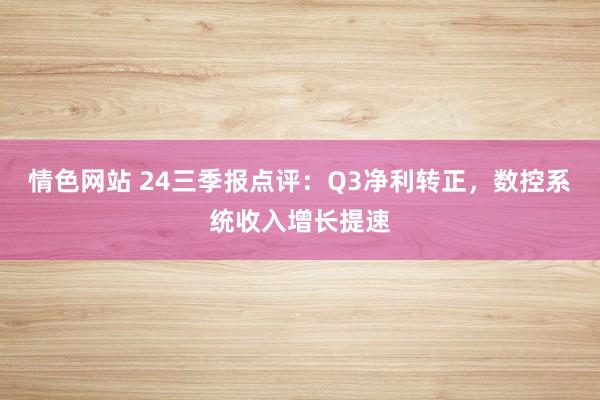 情色网站 24三季报点评：Q3净利转正，数控系统收入增长提速