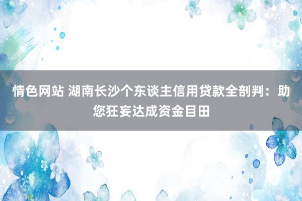 情色网站 湖南长沙个东谈主信用贷款全剖判：助您狂妄达成资金目田