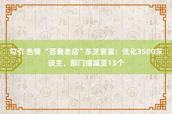 勾引 色情 “百衰老店”东芝官宣：优化3500东谈主，部门缩减至13个