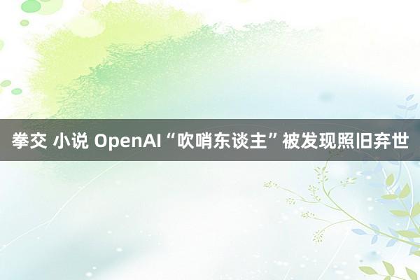 拳交 小说 OpenAI“吹哨东谈主”被发现照旧弃世