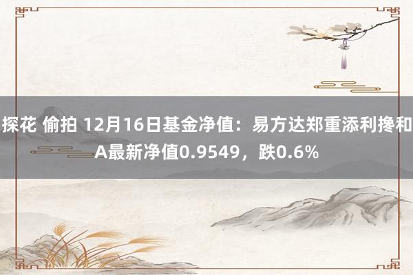 探花 偷拍 12月16日基金净值：易方达郑重添利搀和A最新净值0.9549，跌0.6%