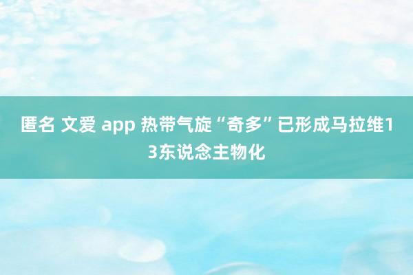 匿名 文爱 app 热带气旋“奇多”已形成马拉维13东说念主物化