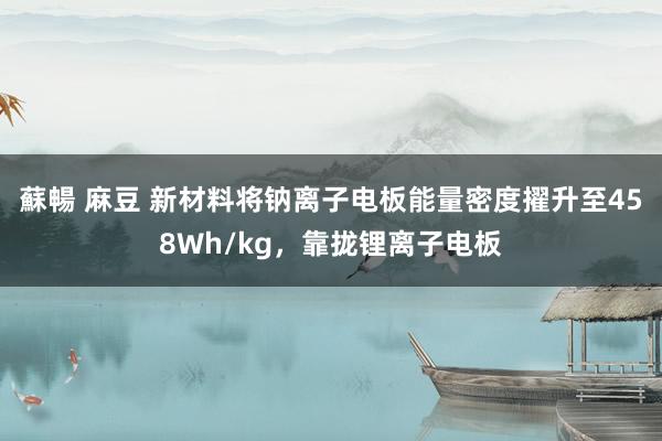 蘇暢 麻豆 新材料将钠离子电板能量密度擢升至458Wh/kg，靠拢锂离子电板