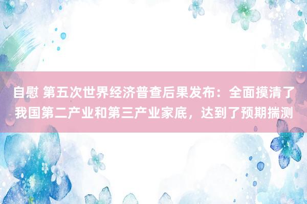 自慰 第五次世界经济普查后果发布：全面摸清了我国第二产业和第三产业家底，达到了预期揣测