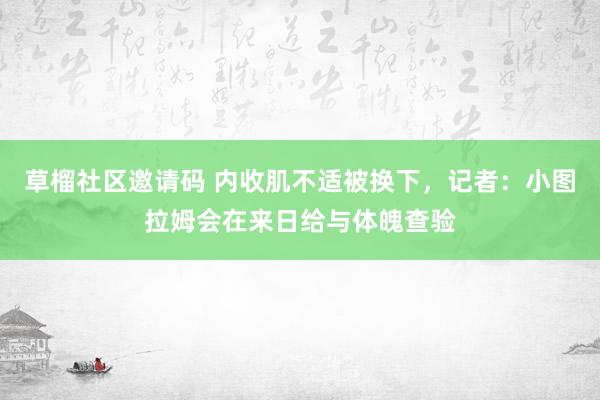 草榴社区邀请码 内收肌不适被换下，记者：小图拉姆会在来日给与体魄查验