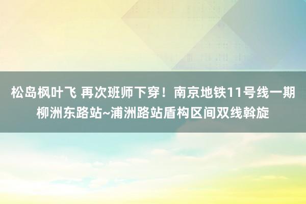 松岛枫叶飞 再次班师下穿！南京地铁11号线一期柳洲东路站~浦洲路站盾构区间双线斡旋