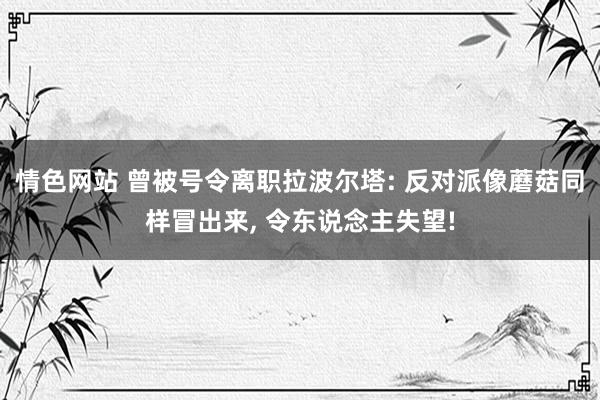 情色网站 曾被号令离职拉波尔塔: 反对派像蘑菇同样冒出来， 令东说念主失望!