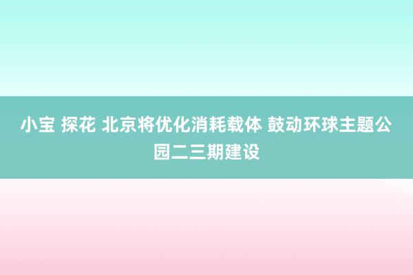 小宝 探花 北京将优化消耗载体 鼓动环球主题公园二三期建设